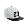 thumbnail image 1 of Classic Flat Bill Visor Snapback Hat Custom Color Player Team Numbers, Number 23 Black, White Black Hat, 1 of 5