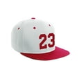 thumbnail image 1 of Classic Flat Bill Visor Snapback Hat Custom Color Player Team Numbers, Number 23 Red, White Red Hat, 1 of 5