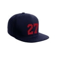 thumbnail image 1 of Classic Flat Bill Visor Snapback Hat Custom Color Player Team Numbers, Number 27 Red, Navy Hat, 1 of 5