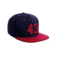 thumbnail image 1 of Classic Flat Bill Visor Snapback Hat Custom Color Player Team Numbers, Number 43 Red, Navy Red Hat, 1 of 5