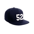 thumbnail image 1 of Classic Flat Bill Visor Snapback Hat Custom Color Player Team Numbers, Number 52 White, Navy Hat, 1 of 5
