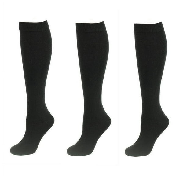 Classic Flat Knit Acrylic Orlon Knee High Socks 3 Pair Pack