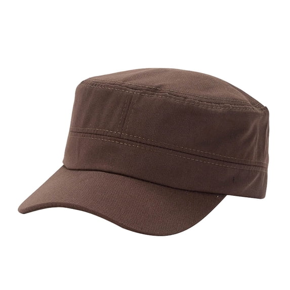 Classic Flat Top Cotton Cap with Adjustable Strap, Unisex Casual Military Hat, Lightweight Everyday Outdoor Headwear
