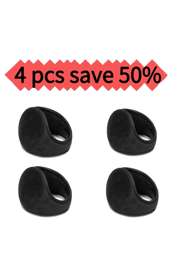 Classic Fleece Ear Muffs - Collapsible Behind-The-Head Winter Ear Warmers for Women and Men (4 pcs)