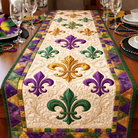 Classic Fleur Elegance Quilted Table Runner