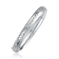 Classic Floral Carved Bangle in 14k White Gold (6.0mm) 7 in