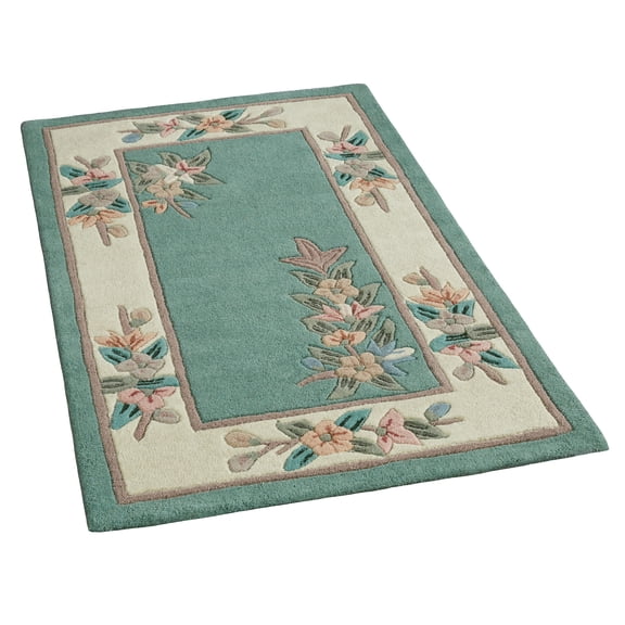 Classic Floral Handcarved Hand-tufted Thick Wool Area Rug, 2 ft 6 in x 4 ft 2 in Green