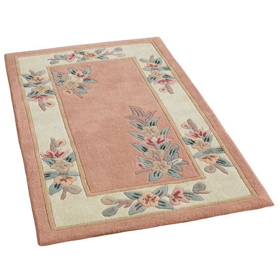 Classic Floral Handcarved Hand-tufted Wool Area Rug, 2 ft 6 in x 4 ft 2 in, Coral Peach