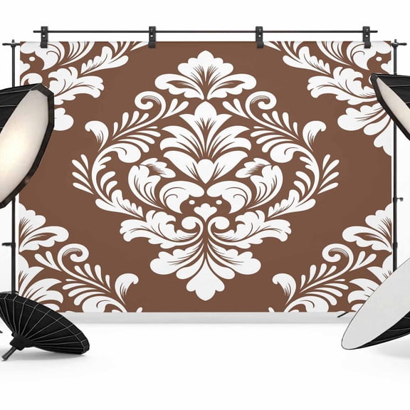Classic Floral Pattern Photography Backdrop 7x5FT, Brown Background White Flowers Photo Backdrops, Background for Photography Studio Photo Studio Background, Back Drop for Photoshoot