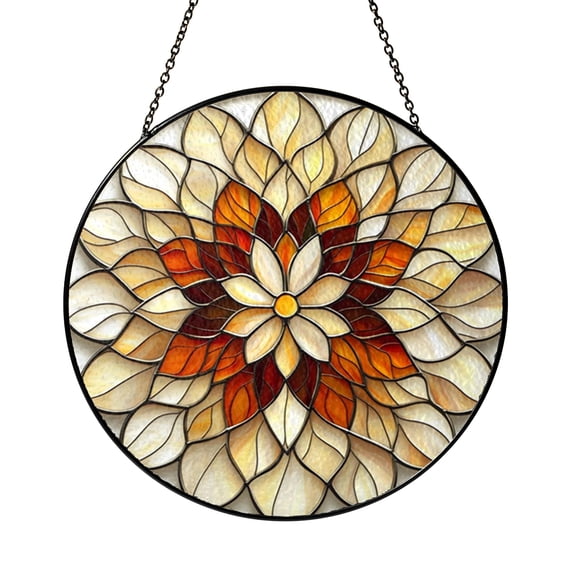 Classic Floral Stained Glass Round Window Decor