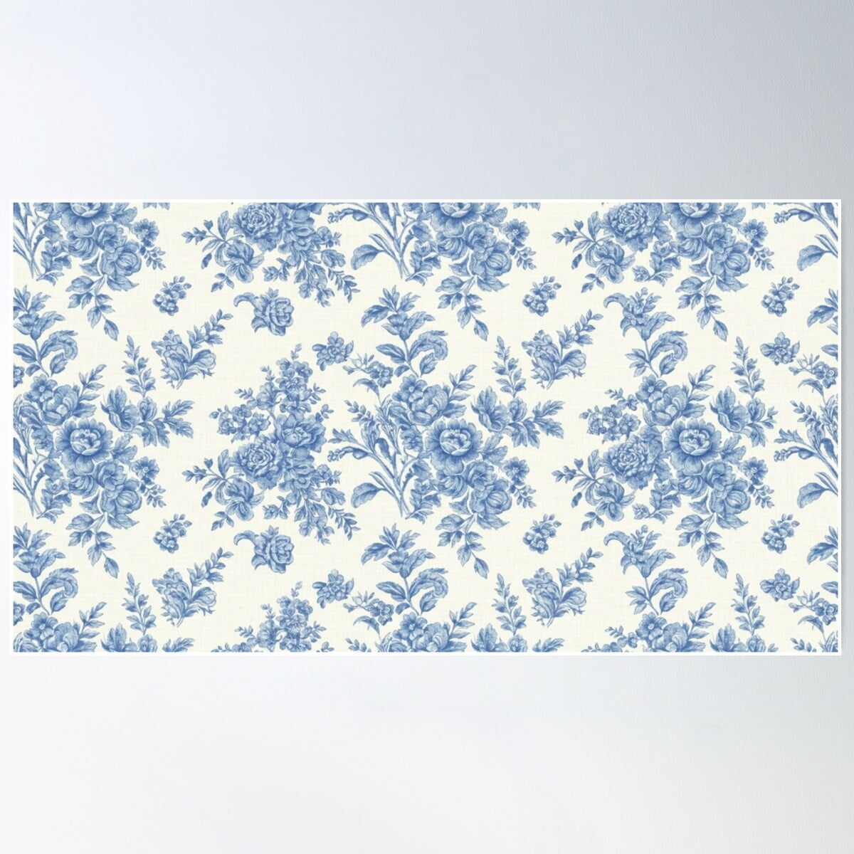 Classic Floral Toile De Jouy Pattern In Blue And White With Roses ...