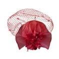 thumbnail image 1 of Classic Flower Pillbox Fascinator Hat for Tea Party Wedding Church Red One Size, 1 of 3