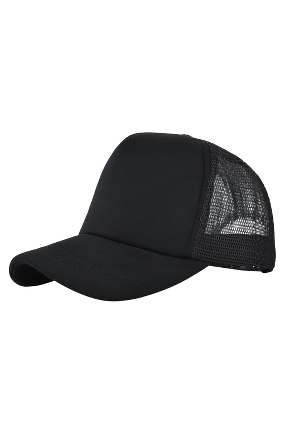 Classic Foam Trucker Hat Summer Mesh Rope Cap Blank Hat Unisex Adjustable Strap Light Weight Casual Peaked Cap Travel Holiday Sports Cap by Awwp Black One Size