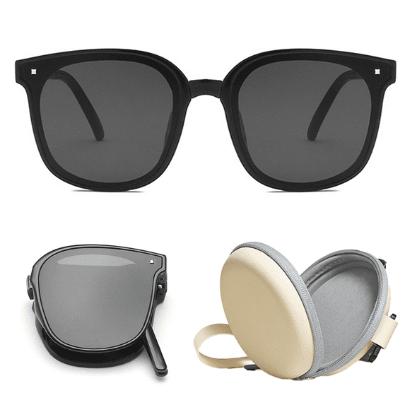 Folding Polarized Sunglasses for Women Men Foldable Driving Anti-glare Sun Glasses, UV400 Protection Ultra Lightweight Folding Sunglasses, with Folding Sunglasses Case
