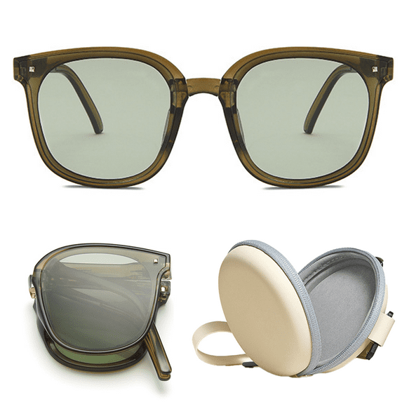 Folding Polarized Sunglasses for Women Men Foldable Driving Anti-glare Sun Glasses, UV400 Protection Ultra Lightweight Folding Sunglasses, with Folding Sunglasses Case