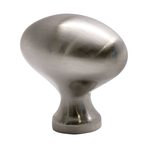 Classic Football Style Brushed Nickel Cabinet Hardware Knob, 1-31/32 Inch Overall Length