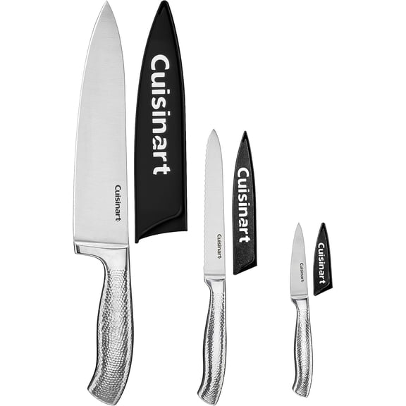 Classic Ford Knife Set  High-Carbon Hammered Stainless Steel Blades, Sheath Guards, Ultra Sharp Ed, Extra-Wide Bolster for Stability (6-Piece: 8" Chef, 5.5" Utility, 3.5" Paring)