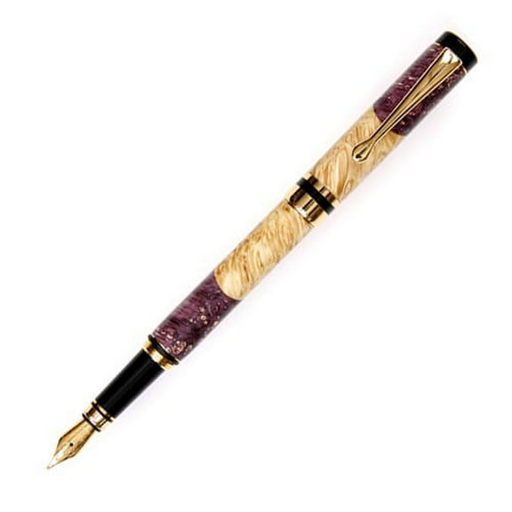 Classic Fountain Pen - Box Elder with Purple Inlays