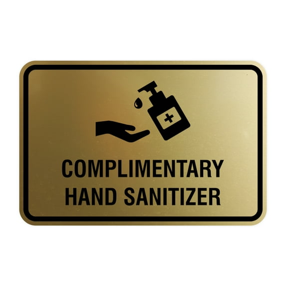 Classic Frame Complimentary Hand Sanitizer Sign (Brushed Gold) - Large 6x8"