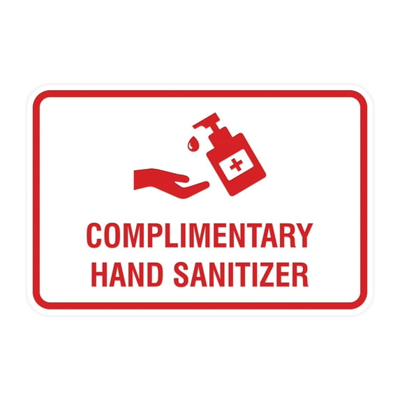 Classic Frame Complimentary Hand Sanitizer Sign (White/Red) - Small 4x6"