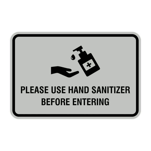Classic Frame Please Use Hand San Before Entering Sign (Lt Gray) - Medium 5x7"