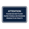 thumbnail image 1 of Classic Framed Attention Please Do Not Flush Paper Towels or Feminine Products in Toilets (Navy Blue / White) - Medium, 1 of 1