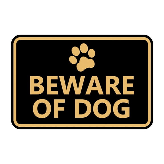 Classic Framed Beware of Dog Sign (Black /Gold) - Small