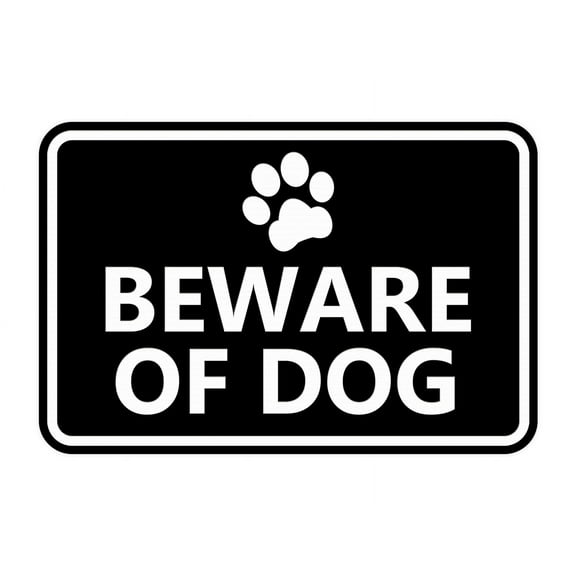 Classic Framed Beware of Dog Sign (Black) - Small