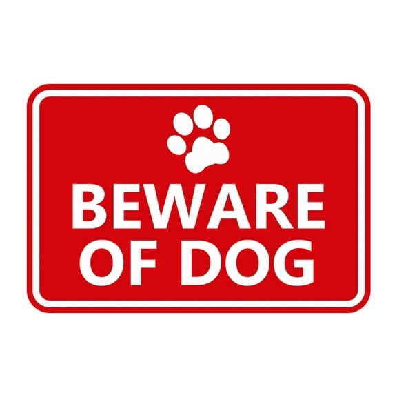 Classic Framed Beware of Dog Sign (Red) - Small