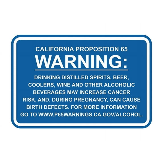 Classic Framed California Proposition 65 Sign Alcoholic Beverages (Blue) - Small