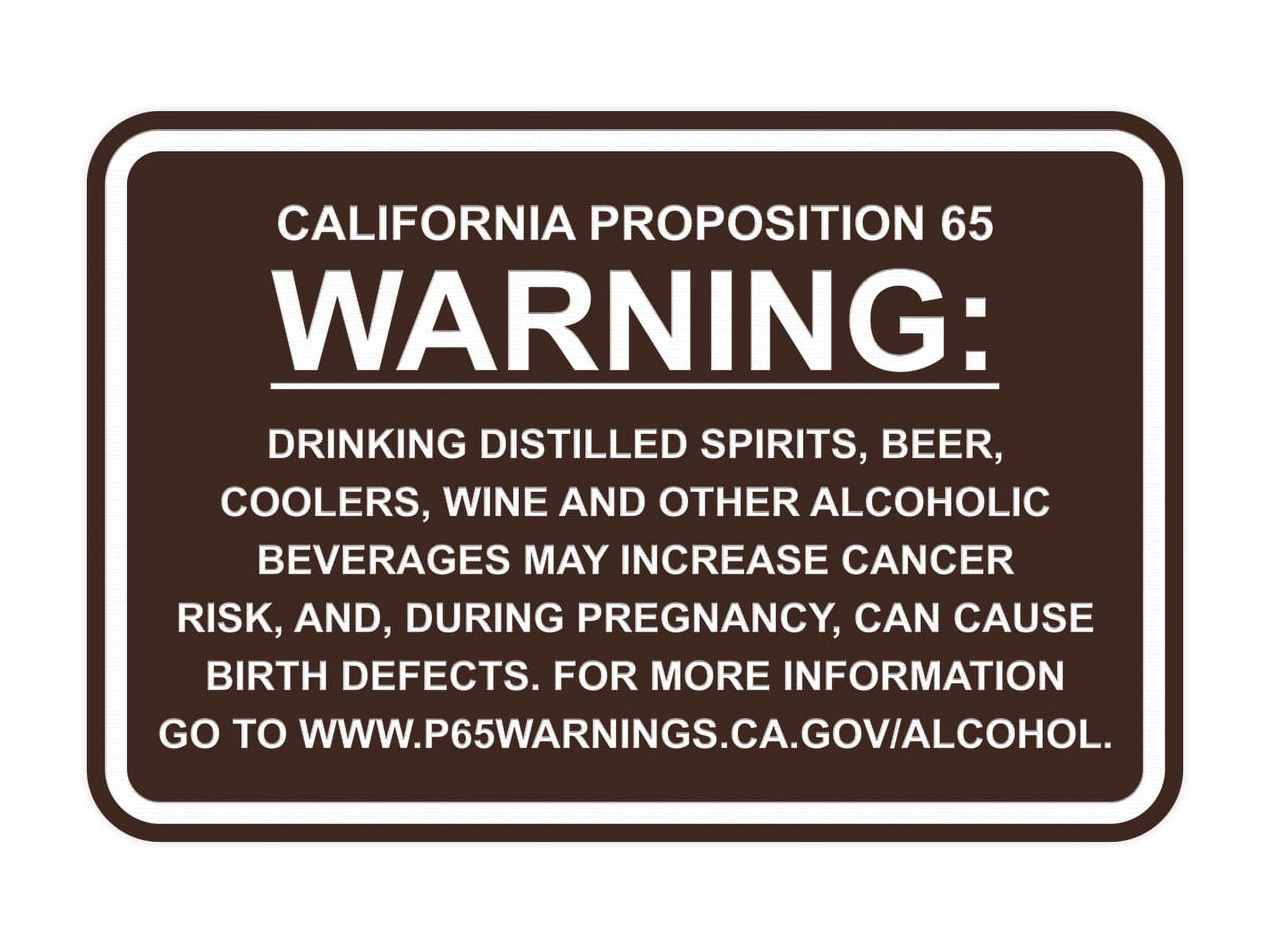 Classic Framed California Proposition 65 Sign Alcoholic Beverages (Dark ...