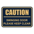 thumbnail image 1 of Classic Framed Caution Swinging Door Please Keep Clear Sign (Navy Blue/Gold) - Small, 1 of 1