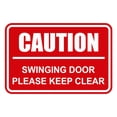 thumbnail image 1 of Classic Framed Caution Swinging Door Please Keep Clear Sign (Red) - Small, 1 of 1