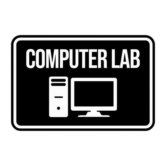 Classic Framed Computer Lab Sign (Black) - Large
