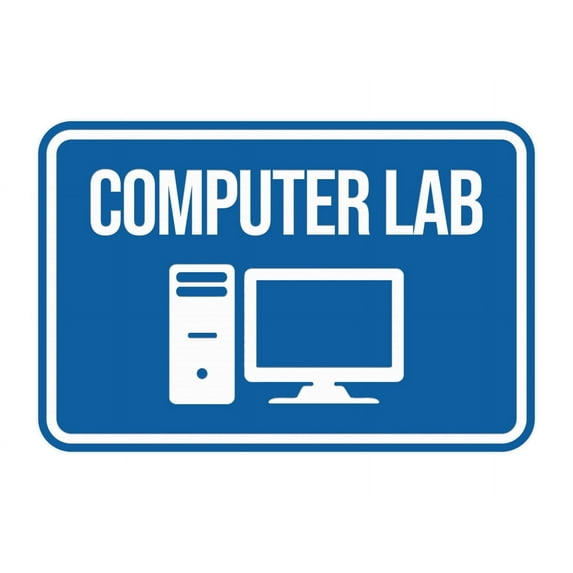 Classic Framed Computer Lab Sign (Black) - Small