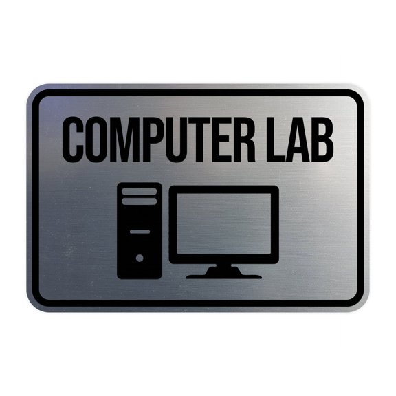 Classic Framed Computer Lab Sign (Brushed Gold) - Small