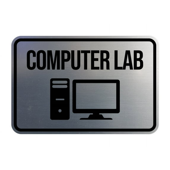 Classic Framed Computer Lab Sign (Brushed Gold) - Small