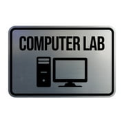Classic Framed Computer Lab Sign (Navy Blue / White) - Large