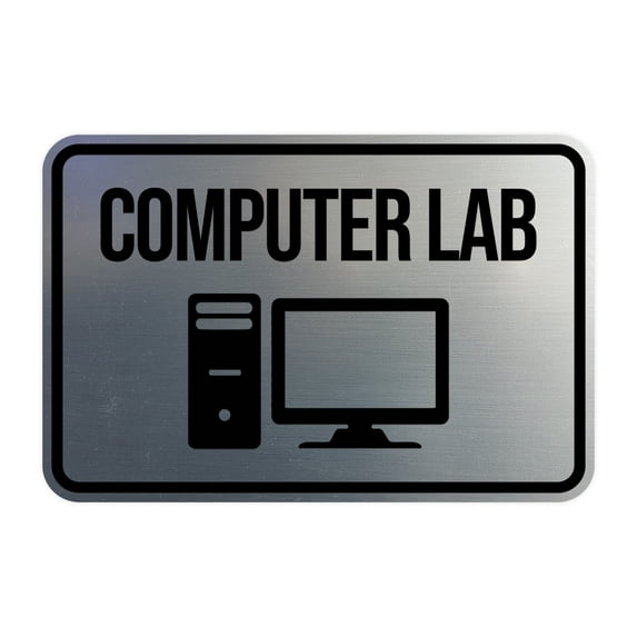Classic Framed Computer Lab Sign (Navy Blue / White) - Large