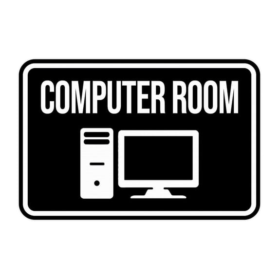 Classic Framed Computer Room Sign (Blue) - Medium