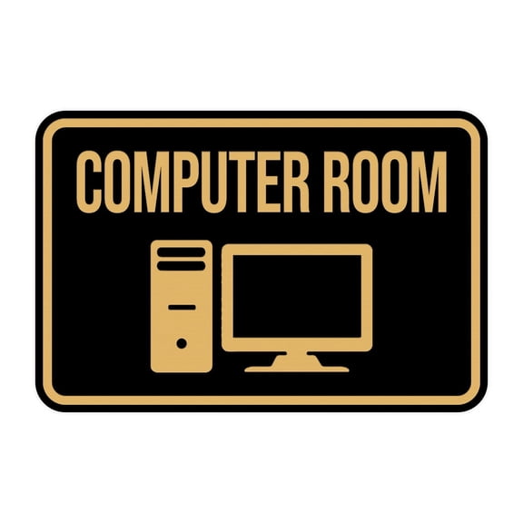Classic Framed Computer Room Sign (Blue) - Small