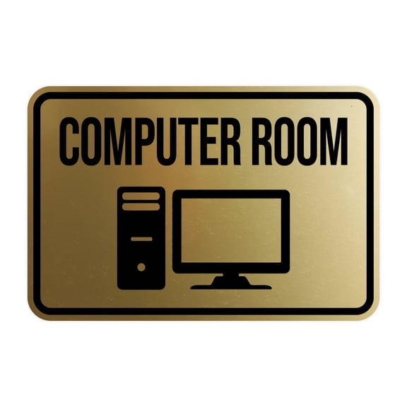 Classic Framed Computer Room Sign (Ivory/Dark Brown) - Small