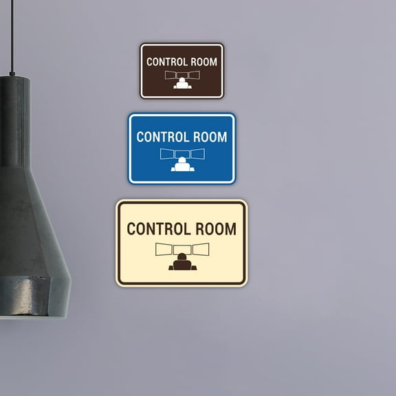 Classic Framed Control Room Sign (Navy Blue / White) - Small