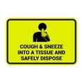 thumbnail image 1 of Classic Framed Cough & Sneeze Into A Tissue And Safely Dispose Sign (Yellow / Black) - Large 6x8", 1 of 1