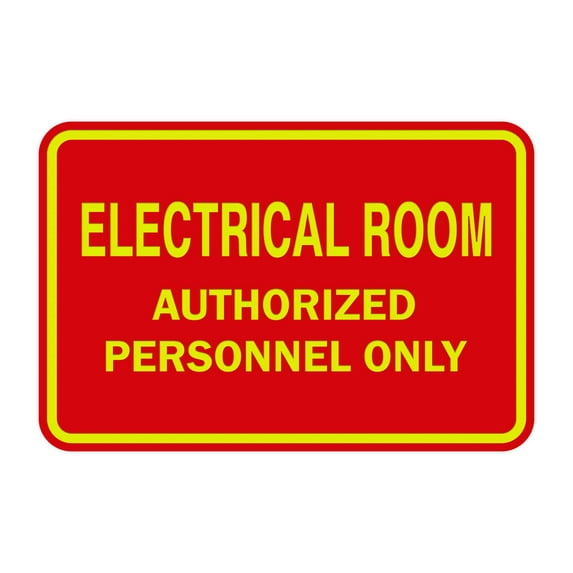 Classic Framed ELECTRICAL ROOM AUTHORIZED PERSONNEL ONLY Sign (Red/Yellow) - Small