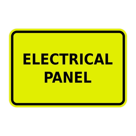 Classic Framed Electrical Panel Sign (Yellow / Black) - Small