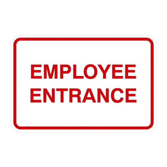 Classic Framed Employee Entrance Sign (White/Red) - Small