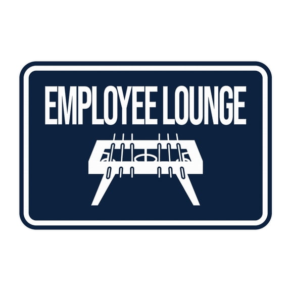 Classic Framed Employee Lounge Sign (Navy Blue / White) - Small