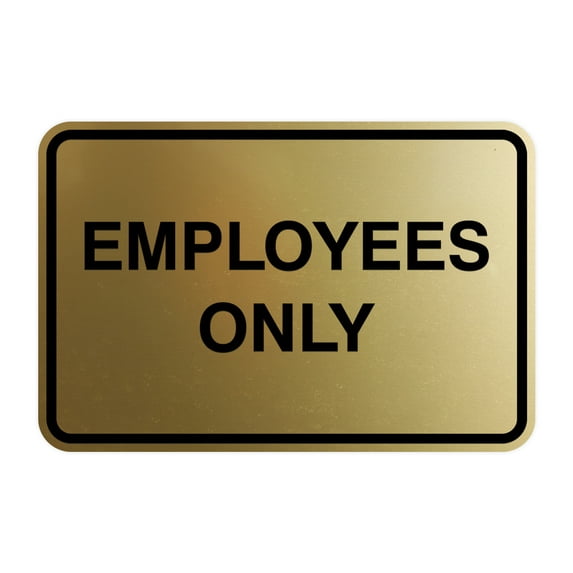 Classic Framed Employees Only Sign (Brushed Gold) - Small