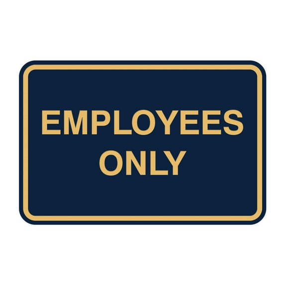 Classic Framed Employees Only Sign (Navy Blue/Gold) - Large